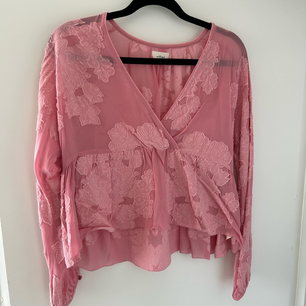 Wilfred Pink Wrap Ruffled Blouse - Picture 1 of 2